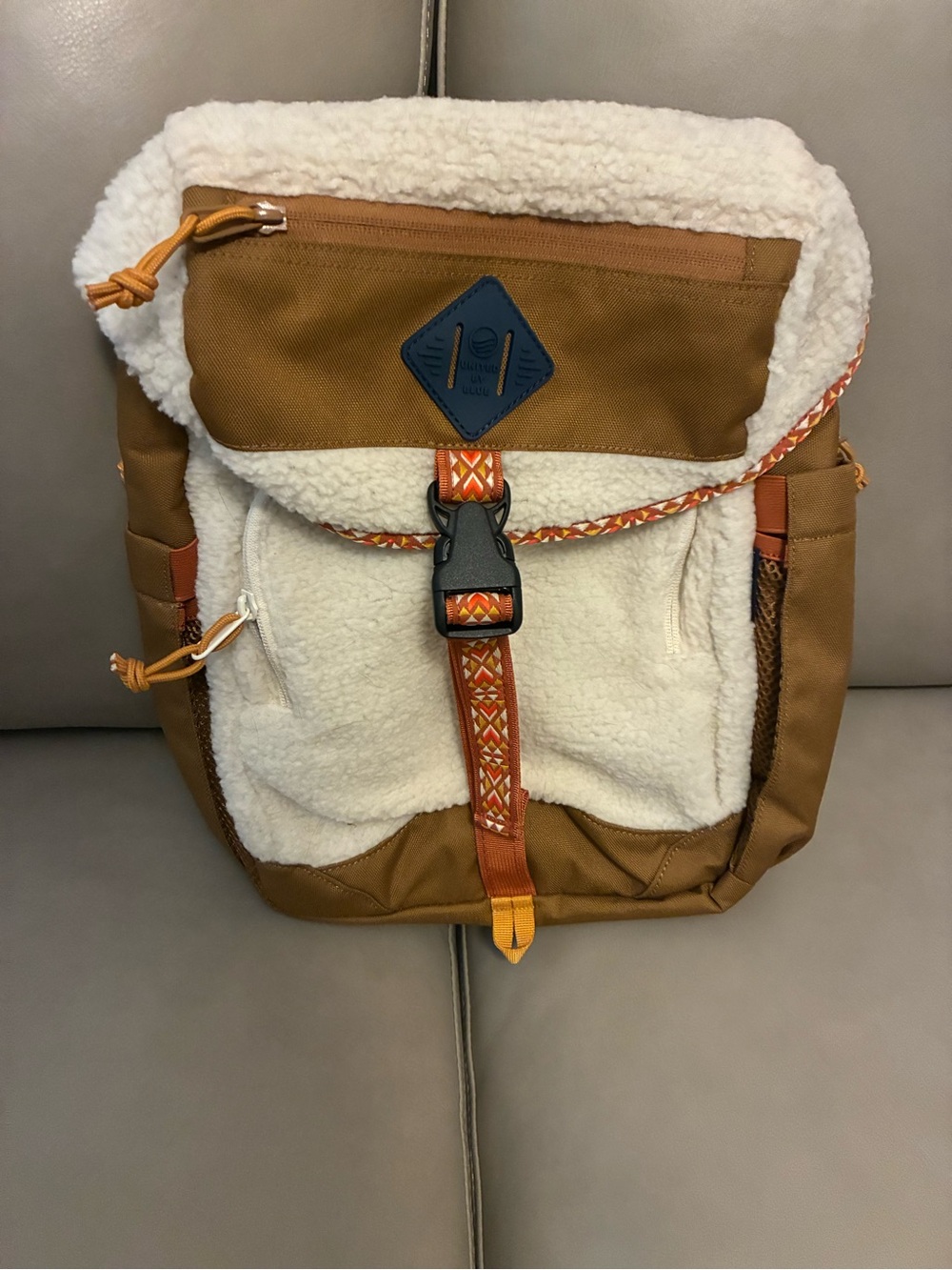 United By Blue Brown and Cream Sherpa-Front Backpack